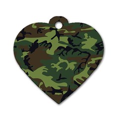 Green Brown Camouflage Dog Tag Heart (two Sides) by nateshop