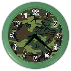 Green Brown Camouflage Color Wall Clock by nateshop