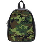 Green Brown Camouflage School Bag (Small) Front