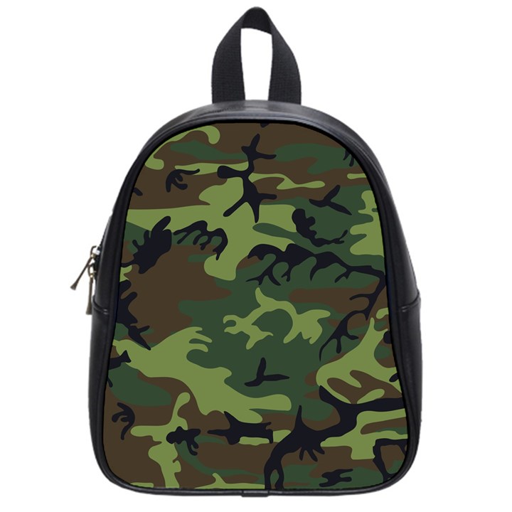 Green Brown Camouflage School Bag (Small)