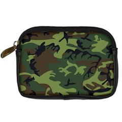 Green Brown Camouflage Digital Camera Leather Case by nateshop