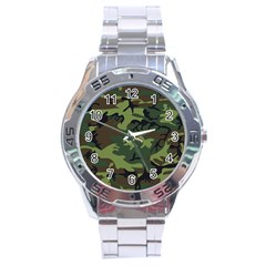 Green Brown Camouflage Stainless Steel Analogue Watch by nateshop