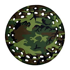 Green Brown Camouflage Ornament (round Filigree) by nateshop