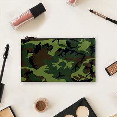 Green Brown Camouflage Cosmetic Bag (small) by nateshop