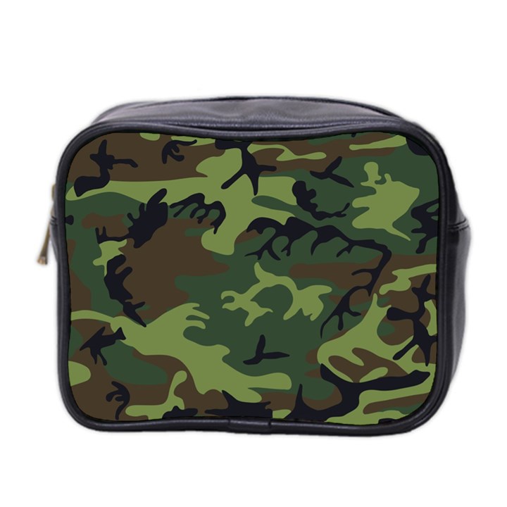 Green Brown Camouflage Mini Toiletries Bag (Two Sides)