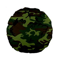 Green Brown Camouflage Standard 15  Premium Round Cushions by nateshop