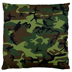 Green Brown Camouflage Large Flano Cushion Case (one Side) by nateshop