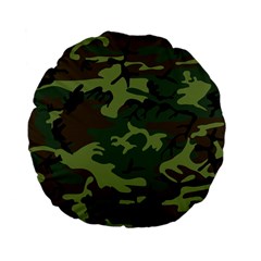 Green Brown Camouflage Standard 15  Premium Flano Round Cushions by nateshop