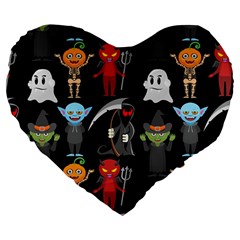 Halloween Large 19  Premium Flano Heart Shape Cushions by nateshop