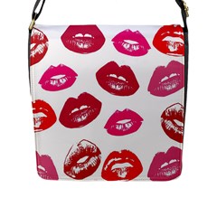 Lips Flap Closure Messenger Bag (l) by nateshop