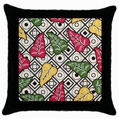 Leaves Throw Pillow Case (black) by nateshop