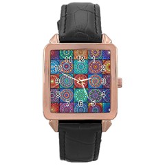 Mandala Art Rose Gold Leather Watch  by nateshop