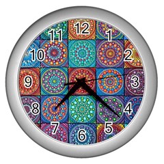 Mandala Art Wall Clock (silver) by nateshop