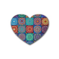 Mandala Art Rubber Heart Coaster (4 Pack) by nateshop