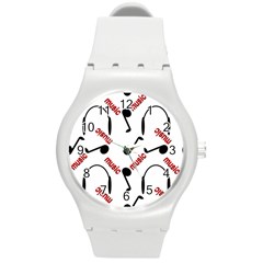 Music Round Plastic Sport Watch (m) by nateshop