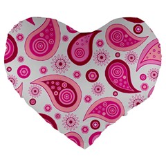 Paisley Large 19  Premium Flano Heart Shape Cushions by nateshop