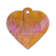 Pattern Cloth Background Dog Tag Heart (two Sides) by nateshop