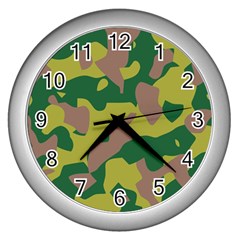 Pattern-camaouflage Wall Clock (silver) by nateshop