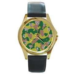 Pattern-camaouflage Round Gold Metal Watch by nateshop