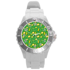 Pattern-cloth Paper Pattern Round Plastic Sport Watch (l) by nateshop