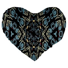 Pattern-mandala Large 19  Premium Flano Heart Shape Cushions by nateshop