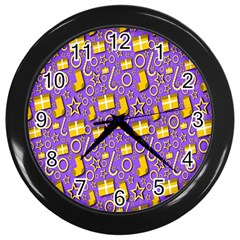 Pattern-purple-cloth Papper Pattern Wall Clock (black)