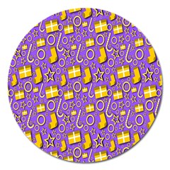 Pattern-purple-cloth Papper Pattern Magnet 5  (round) by nateshop