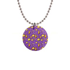 Pattern-purple-cloth Papper Pattern 1  Button Necklace by nateshop