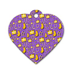 Pattern-purple-cloth Papper Pattern Dog Tag Heart (two Sides) by nateshop