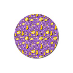 Pattern-purple-cloth Papper Pattern Magnet 3  (round) by nateshop