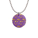 Pattern-purple-cloth Papper Pattern 1  Button Necklace Front