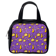 Pattern-purple-cloth Papper Pattern Classic Handbag (one Side)