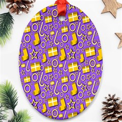 Pattern-purple-cloth Papper Pattern Oval Ornament (two Sides) by nateshop