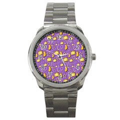 Pattern-purple-cloth Papper Pattern Sport Metal Watch by nateshop