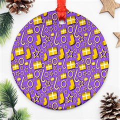 Pattern-purple-cloth Papper Pattern Round Ornament (two Sides) by nateshop