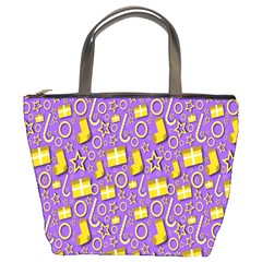 Pattern-purple-cloth Papper Pattern Bucket Bag by nateshop