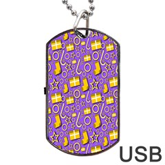 Pattern-purple-cloth Papper Pattern Dog Tag Usb Flash (two Sides) by nateshop