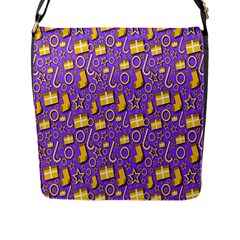 Pattern-purple-cloth Papper Pattern Flap Closure Messenger Bag (l) by nateshop