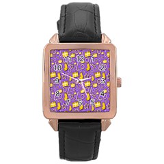 Pattern-purple-cloth Papper Pattern Rose Gold Leather Watch  by nateshop