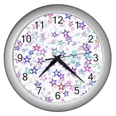 Christmasstars Wall Clock (silver) by kyorashop23