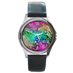 Flower Nature Petal  Blossom Round Metal Watch