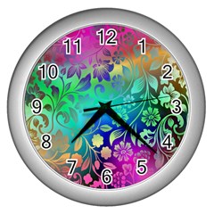 Flower Nature Petal  Blossom Wall Clock (silver) by Ravend