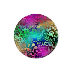 Flower Nature Petal  Blossom Rubber Round Coaster (4 Pack)