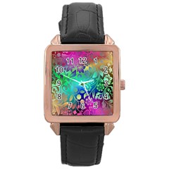 Flower Nature Petal  Blossom Rose Gold Leather Watch 