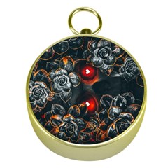 Abstract Flora Floral Flower Pattern Gold Compasses by Wegoenart