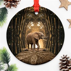 Sculpture Travel Outdoor Nature Elephant Ornament (round) by Wegoenart