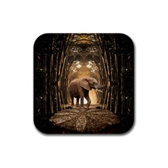 Sculpture Travel Outdoor Nature Elephant Rubber Coaster (square) by Wegoenart