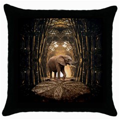 Sculpture Travel Outdoor Nature Elephant Throw Pillow Case (black) by Wegoenart