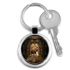 Sculpture Travel Outdoor Nature Elephant Key Chain (round) by Wegoenart