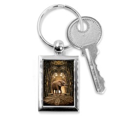 Sculpture Travel Outdoor Nature Elephant Key Chain (rectangle) by Wegoenart